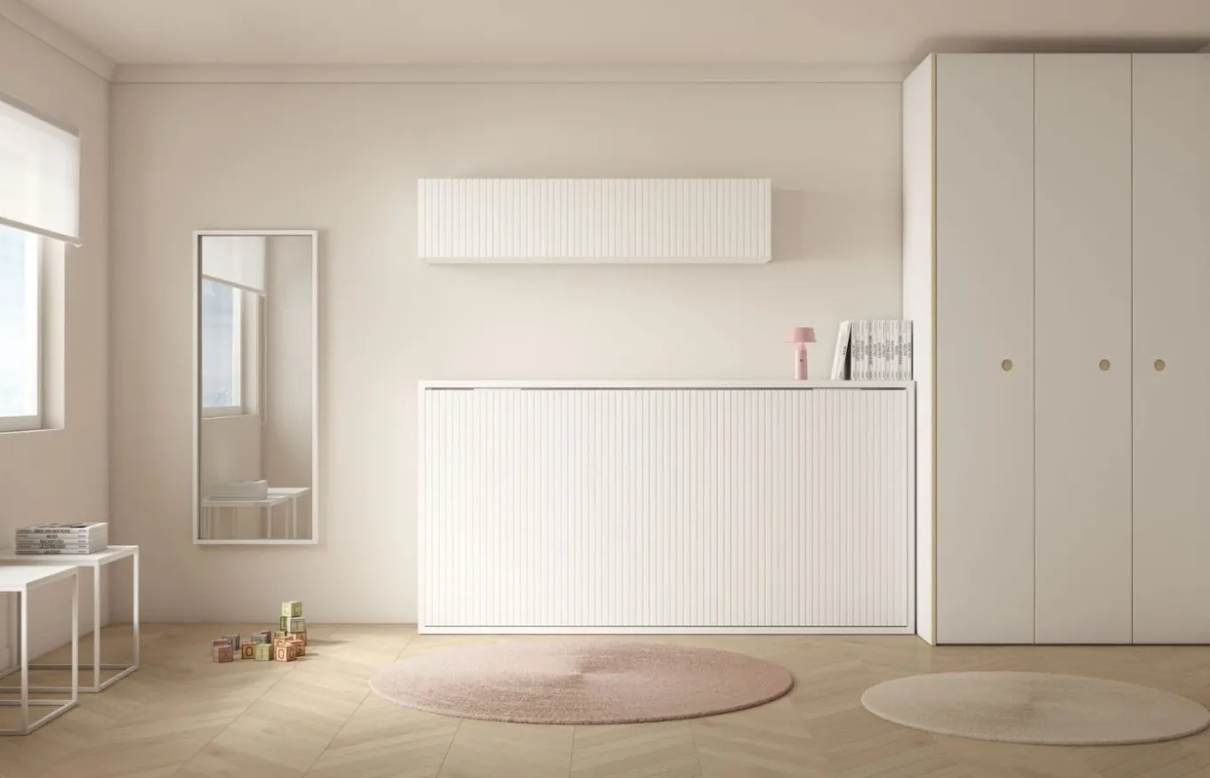 Cama abatible horizontal con frente ranurado de Tobisa