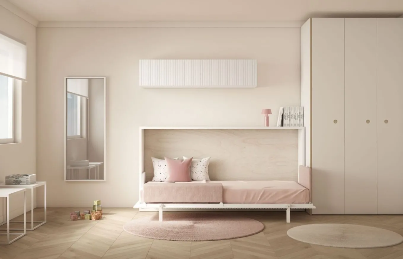 Cama abatible horizontal con frente ranurado de Tobisa