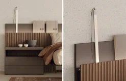 Dormitorio con cabecero de madera Ona y Paralex de Lagrama