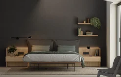 Dormitorio con cabecero tapizado Cushion y laminado Limit con luz LED de Lagrama