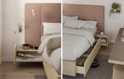 Dormitorio con cabecero tapizado con capitoné Button de Lagrama