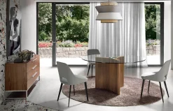 Mesa de comedor fija redonda cristal templado 1094 de Ángel Cerdá